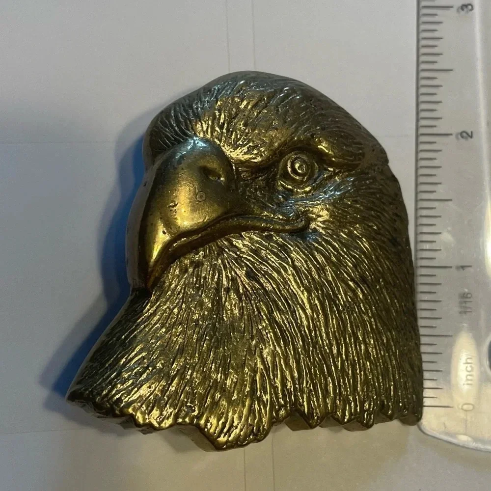 Vintage solid brass 1978 eagle head belt buckle
